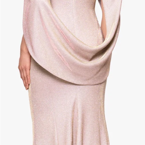 Betsy & Adam GRACIE" GALAXY KNIT GLITTER DRAPED GOWN Size 4 and6 NWT Retail$299 - Picture 4 of 14
